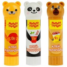 Клей-карандаш Мульти-Пульти "Зверята: Кот, Мишка, Панда", 09г, колпачок в форме животного GS_33742