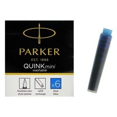 Parker Картридж Parker MINI для перьевой ручки с синими чернилами неводостойкими Washable, 6шт