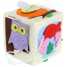 Мягкий кубик- Бизиборд для малышей, Бизикубик Кто где живет Фетров