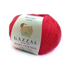Пряжа Gazzal Baby cotton 3458 ярко-розовый ( 3 мотка )