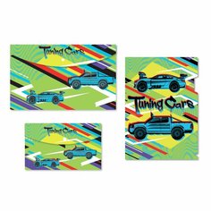 Набор папок №1School Tunning cars 3 шт/уп(уголок А4, конверт на кнопА4, А5)