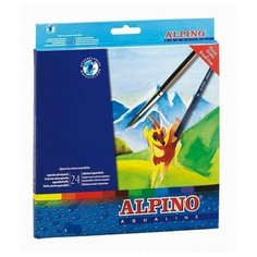 Цветные шестигранные акварельные карандаши AQUALINE 24 цвета + кисточка AL000131 Alpino