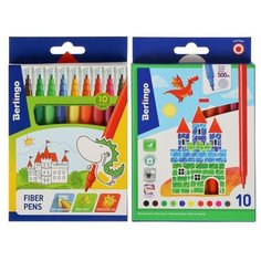 Фломастеры смываемые 10 цветов Замки , европодвес Berlingo