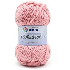 Пряжа для вязания Astra Premium Светлячок светоотраж. (Reflective) 100гр 90м (84% акрил, 16% светоотраж. нить) (115 первый румянец), 2 мотка