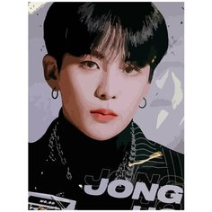 Картина по номерам на холсте Музыка Ateez Джонхо - 7146 В 30x40