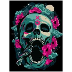 Картина по номерам на холсте череп скелета в цветах - 2228 30X40
