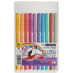 Фломастеры 10 цветов 2.0 мм Centropen 7550 TP Colour World Pastel, смываемые, европодвес