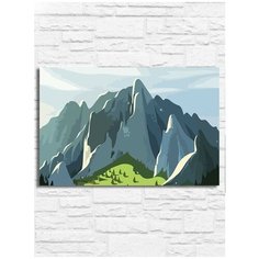 Картина по номерам на холсте пейзаж (природа, лес, горы, минимализм) - 9215 Г 20x30