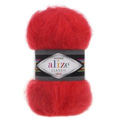 Пряжа ALIZE "Mohair classic" 25% мохер, 24% шерсть, 51% акрил, 200 м/100 г, 56 красный - 1 шт