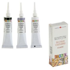 Набор контуров по стеклу и керамике Decola, акрил, 3 цвета, 18 мл./В упаковке шт: 1 Невская палитра