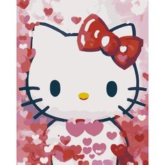 Картина по номерам "Аниме Hello Kitty Хеллоу Китти: Сердечки 2", Раскраска 40x50 см, Аниме Цветное