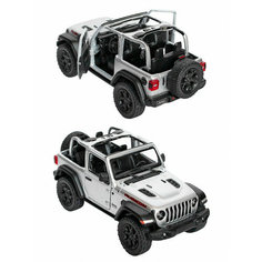 Металлическая машинка Kinsmart 1:34 «2018 Jeep Wrangler (открытый верх)» инерционная, серебристая KT5412DH-2