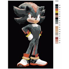 Картина по номерам W-438 "Персонаж видеоигр, фильмов и комиксов Sonic (Соник) - Ёж Шэдоу" 70x110 Brushes Paints