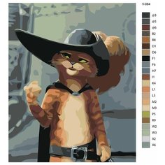 Картина по номерам V-984 "Кот в сапогаx задумался о дальнейшиx планаx", 80x100 см Brushes Paints