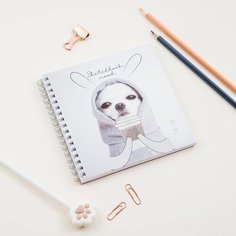 Скетчбук 60л, 150*150 MESHU "Puppy", на гребне, выб. лак, soft-touch, 120г/м2, 1 шт