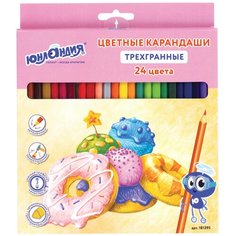 Карандаши цветные юнландия «сладкие ИСТОРИИ», 24 цвета, трехгранные заточенные, 181395