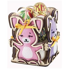 Набор-конструктор Чаривна Мить с вышивкой, Пасхальные зайчики, 11*11*12,5 см, фанера (ЧМ. F-108)