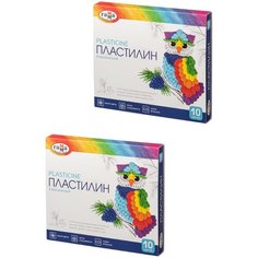 Пластилин Гамма Классический, 10 цветов, 200г, со стеком, 281032 2 наб Gamma