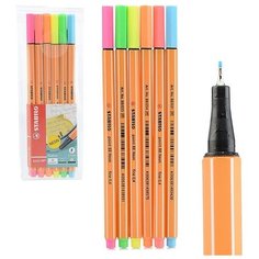Ручка капиллярная 0,4мм STABILO Point 88 Neon, 6 цветов
