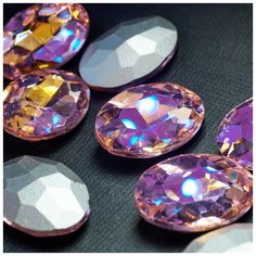 Декоративные кристаллы для рукоделия стеклянные овал 5 шт размер 25х18 мм, цвет - Lt.Pink AB - светло-розовый с радужным отливом КафеБижу
