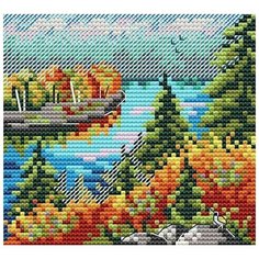 Набор для вышивания "Осенний лес", 10x11 см, Жар-птица (МП-студия)