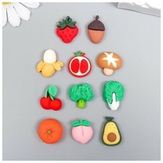 Декор для творчества пластик "Полезные овощи и фрукты" набор 11 шт 1,8х1,5 см./В упаковке шт: 1 Арт Узор