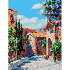 Картина по номерам Белоснежка "Испания. Тосса-де-Мар" / Раскраска / Холст на подрамнике 30х40 см. / Европейский пейзаж / Город