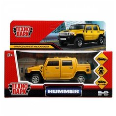 Машинка металлическая Технопарк, HUMMER H2 PICKUP 12 см желтая, инерционная