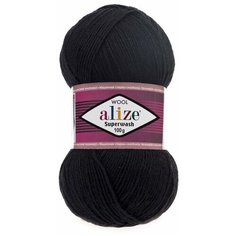Пряжа Alize Superwash Comfort Socks 5шт 60 черный 75% шерсть, 25% полиамид 100г 420м