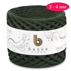 Пряжа Бейка Стиль трикотажная 3-4 мм, 100 % хлопок, 165 г, 100 м, 1 шт., хаки