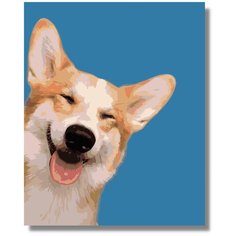 Картина по номерам " Корги собака Dog " холст на подрамнике 40х60