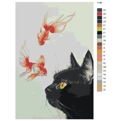 Картина по номерам Y-382 "Кот и рыбы" 50x70 Brushes Paints