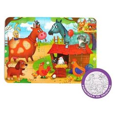 Пазл в рамке "На ферме", 34 детали + раскраска Puzzle Time