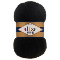 Пряжа Alize Angora Real 40 (Ангора Реал 40) - 5 шт цвет 60 черный 40% шерсть, 60% акрил 100г 480м