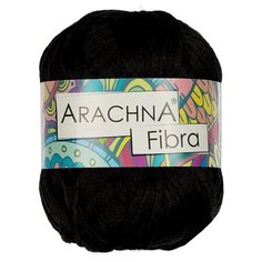 Пряжа для вязания спицами, крючком Arachna Fibra классическая средняя, 100% полиэфир цвет 02 черный, 10 шт. по 50 г 200 м