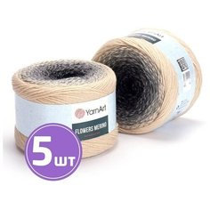 Пряжа для вязания крючком, спицами YarnArt Ярн Арт Ярнарт Flowers Merino средняя, шерсть/акрил, цвет 553 мультиколор 5 шт. по 225 г, 590 м