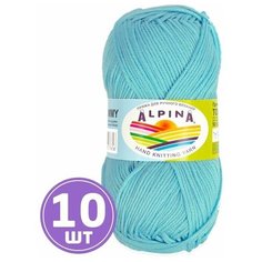 Пряжа детская для вязания крючком, спицами Alpina Альпина TOMMY классическая средняя, акрил 100%, цвет №029 Светло-бирюзовый, 130 м, 10 шт по 50 г