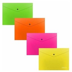 Папка-конверт на кнопке С6, 180 мкм, ErichKrause Glossy Neon, полупрозрачная, цвет - микс, 12 шт.