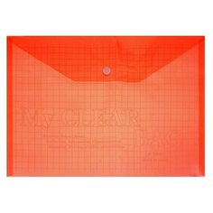Папка-конверт (Клетка) на кнопке, А4, 140 мкр, тонированный красная, 20 шт. Calligrata