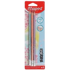 Maped Набор карандашей чернографитных Black Peps pastel НВ, 3шт, 851719 разноцветный