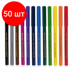 Комплект 50 шт, Фломастеры 12 цветов CENTROPEN "Colour World", круглые, смываемые, 7550/12TP, 7 7550 1284
