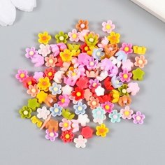 Декор для творчества пластик "Микро-цветочки цветные" набор 100 шт микс 0,6х0,6 см Арт Узор
