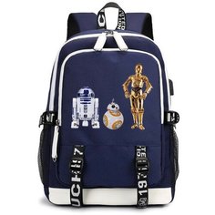 Рюкзак Звёздные войны (Star Wars) синий с USB-портом №8 Noname
