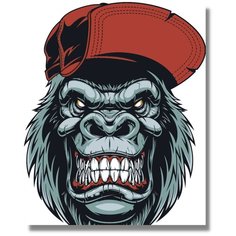 Картина по номерам "Горилла в кепке" холст на подрамнике 40х50