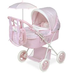 Коляска для кукол люлька DeCuevas Toys, с аксессуарами съемной прозрачной сумкой и зонтом, высота ручки 60 см, серия Ницца, классический дизайн