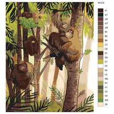 Картина по номерам W-212 "Семья обезьянок" 60х80 Brushes Paints