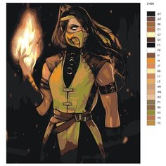 Картина по номерам Z699 "Скорпион Женщина- Мортал Комбат(Mortal Combat) 60x80 Brushes Paints