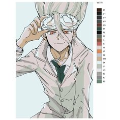 Картина по номерам W-778 "Аниме доктор Стоун. Сенку Ишигами" 50х70 Brushes Paints