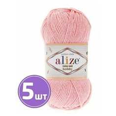 Пряжа для вязания крючком, спицами Alize Ализе Cotton Gold Hobby средняя, xлопок/aкрил, цвет 518 розовый, 5 шт. по 50 г, 165 м