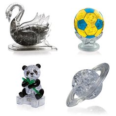 Игрушки новогодний Сборная модель комплект новогодний 4 штуки Идеи подарков классу день рождения Лебедь, Футбольный мяч, Панда, Сатурн Iq Toy